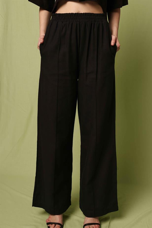 Women's Stitching Detail Trousers Black - STREETMODE™