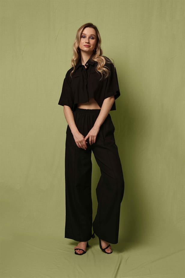 Women's Stitching Detail Trousers Black - STREETMODE™