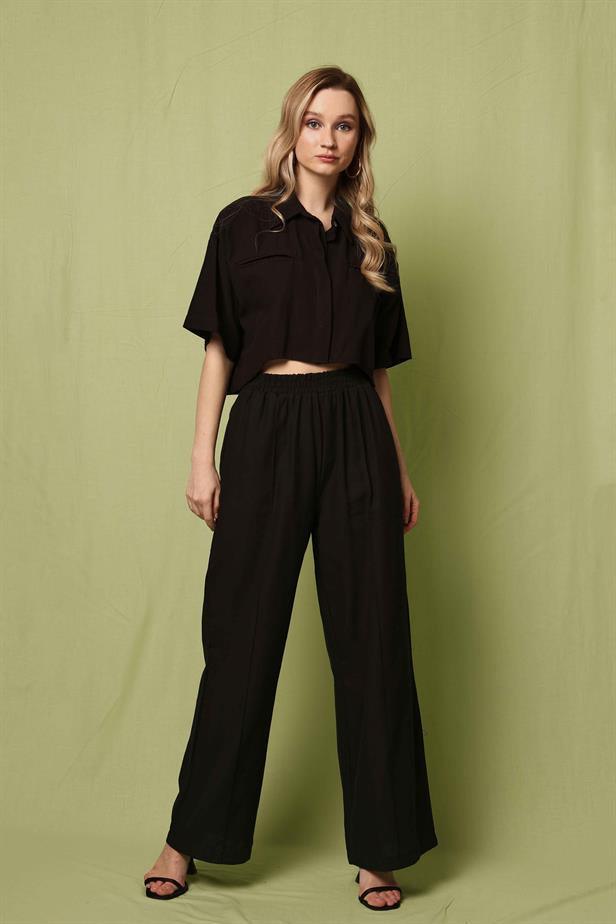 Women's Stitching Detail Trousers Black - STREETMODE™