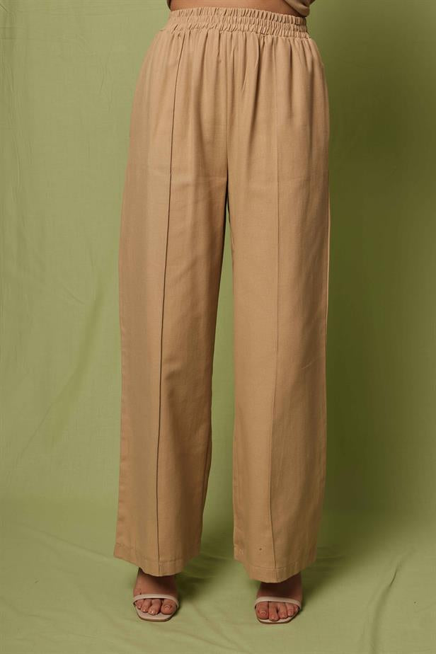 Women's Stitching Detail Trousers Stone - STREETMODE™