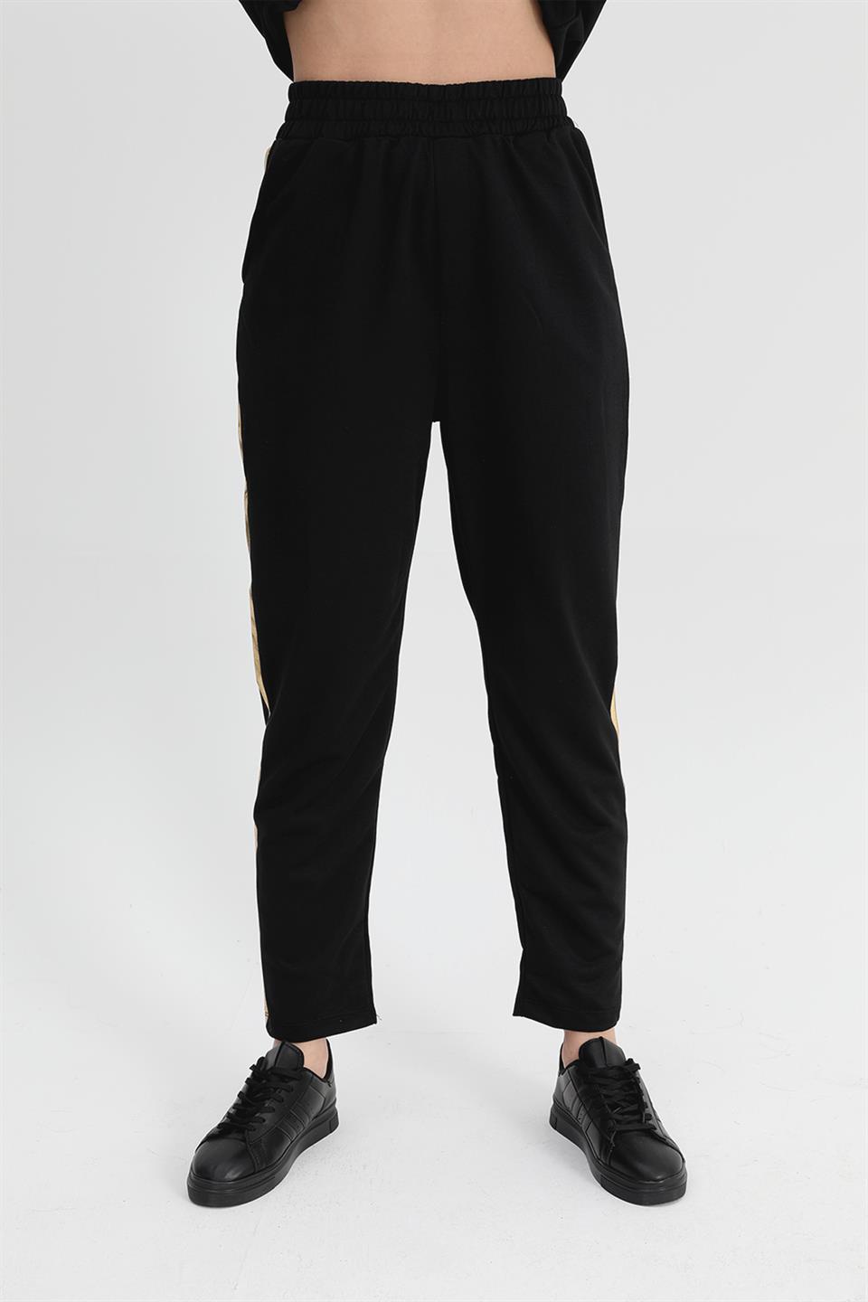 Women's Suit Skirt Grass Bird Printed Elastic Waist T-shirt Trousers - Black - STREETMODE™