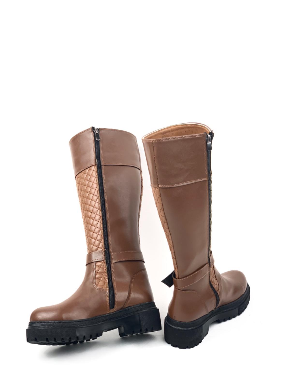 Women's Taba Jane Zippered Ready-made Thermo Sole Knee-high Patterned Buckle Boots - STREETMODE™