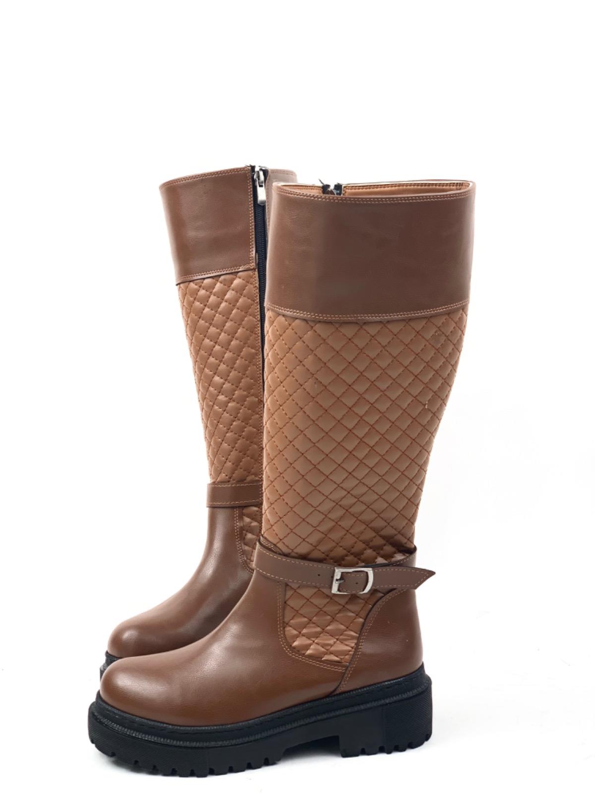 Women's Taba Jane Zippered Ready-made Thermo Sole Knee-high Patterned Buckle Boots - STREETMODE™