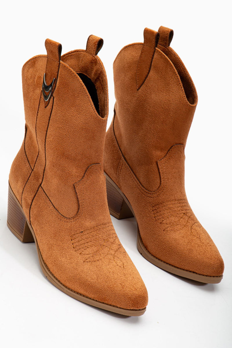 Women's Tan Suede Tassel Pointed Toe Western Cowboy Boots - STREETMODE™