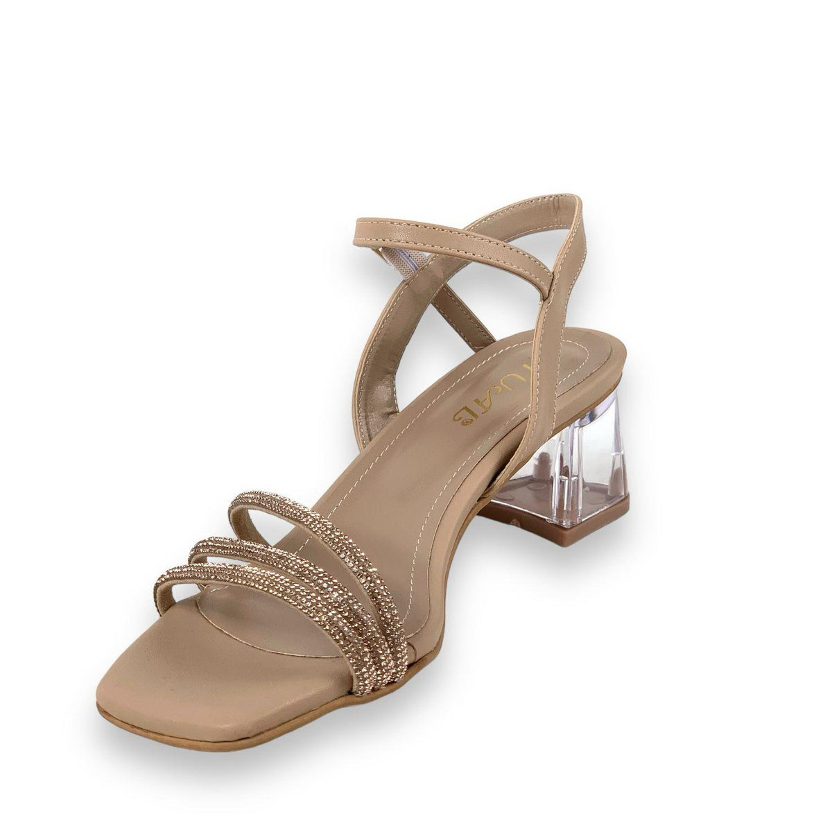 Women's Tels Nut Low Transparent Heel 3-Piece Stone Sandal 5 Cm - STREETMODE™