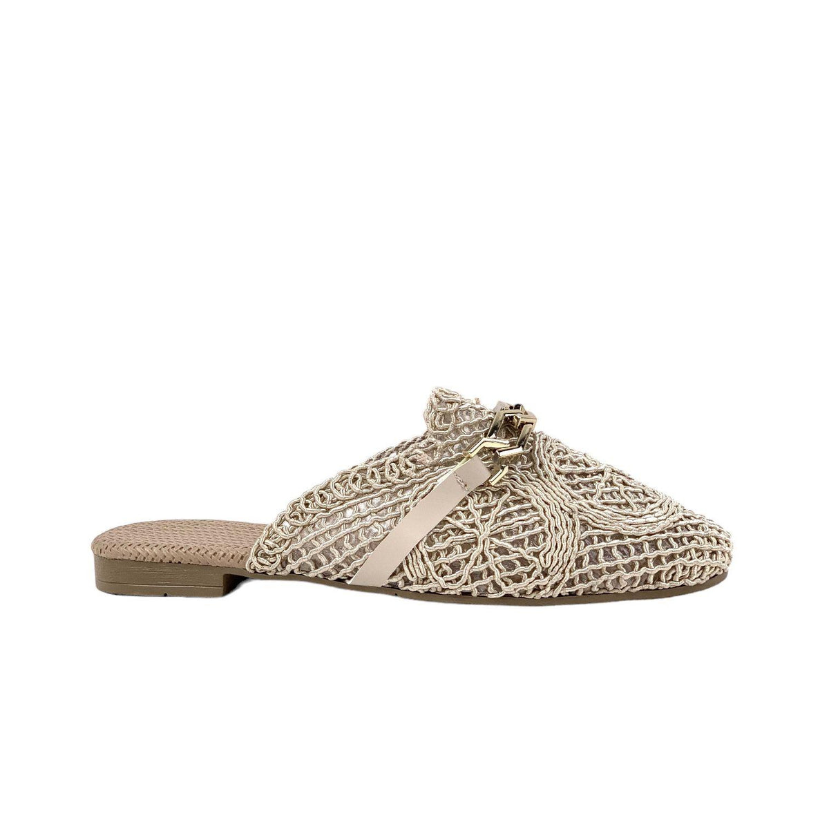 Women's Term Beige Stone Detailed Knitwear Slippers 1cm - STREETMODE™