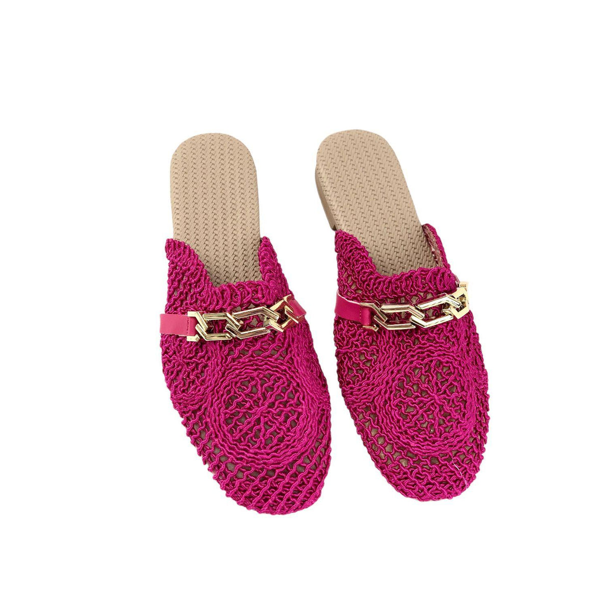 Women's Term Fuchsia Stone Detailed Knitwear slippers 1cm - STREETMODE™