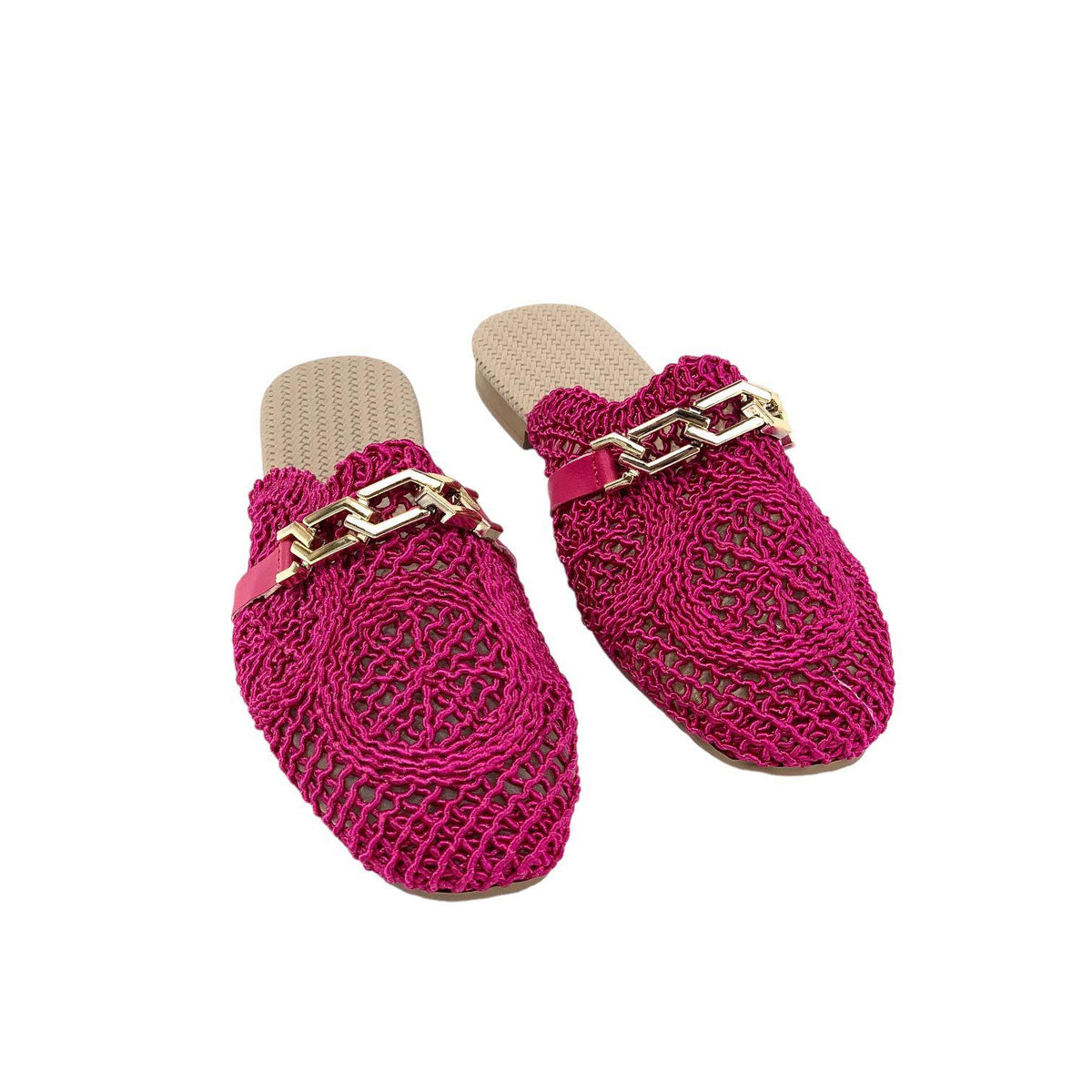 Women's Term Fuchsia Stone Detailed Knitwear slippers 1cm - STREETMODE™