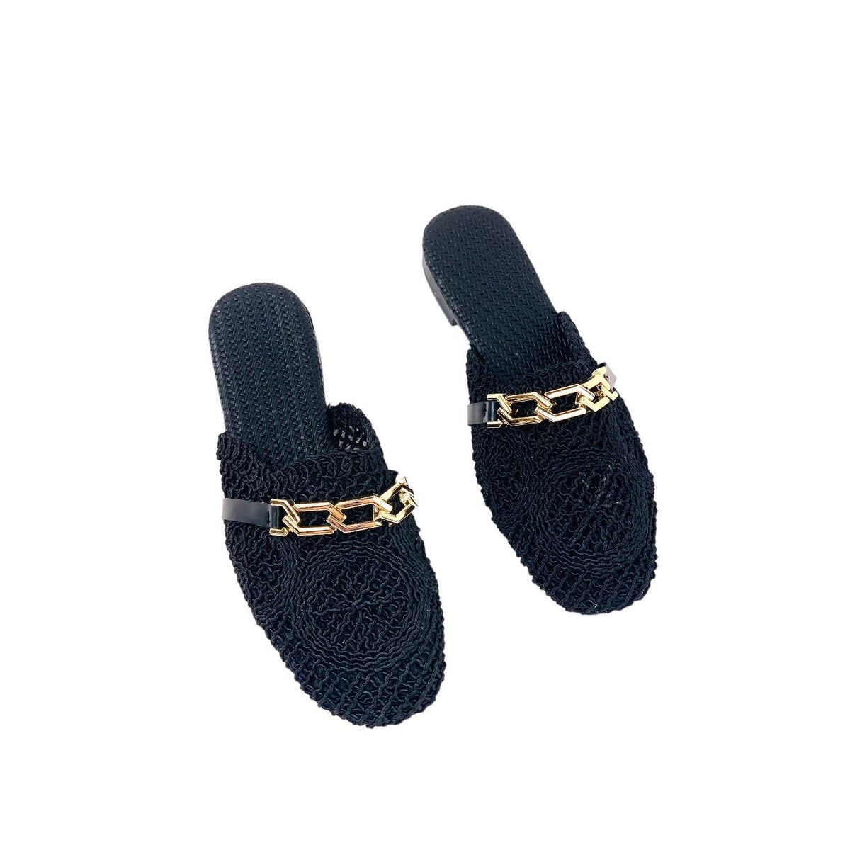 Women's Therm Black Stone Detailed Knitwear Slippers 1cm - STREETMODE™