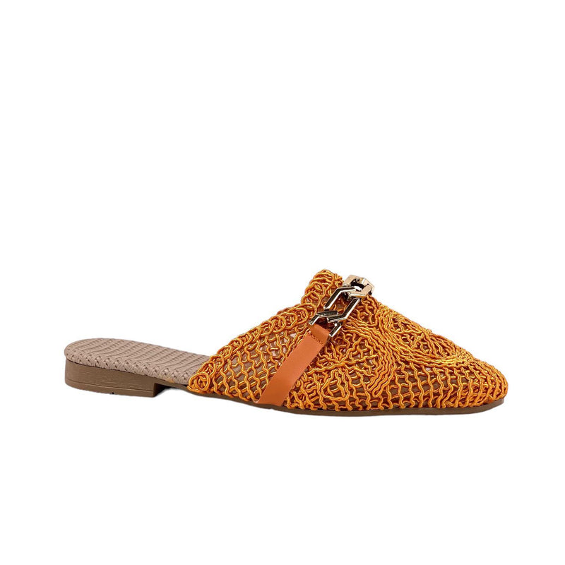 Women's Therm Orange Stone Detailed Knitwear Slippers 1cm - STREETMODE™