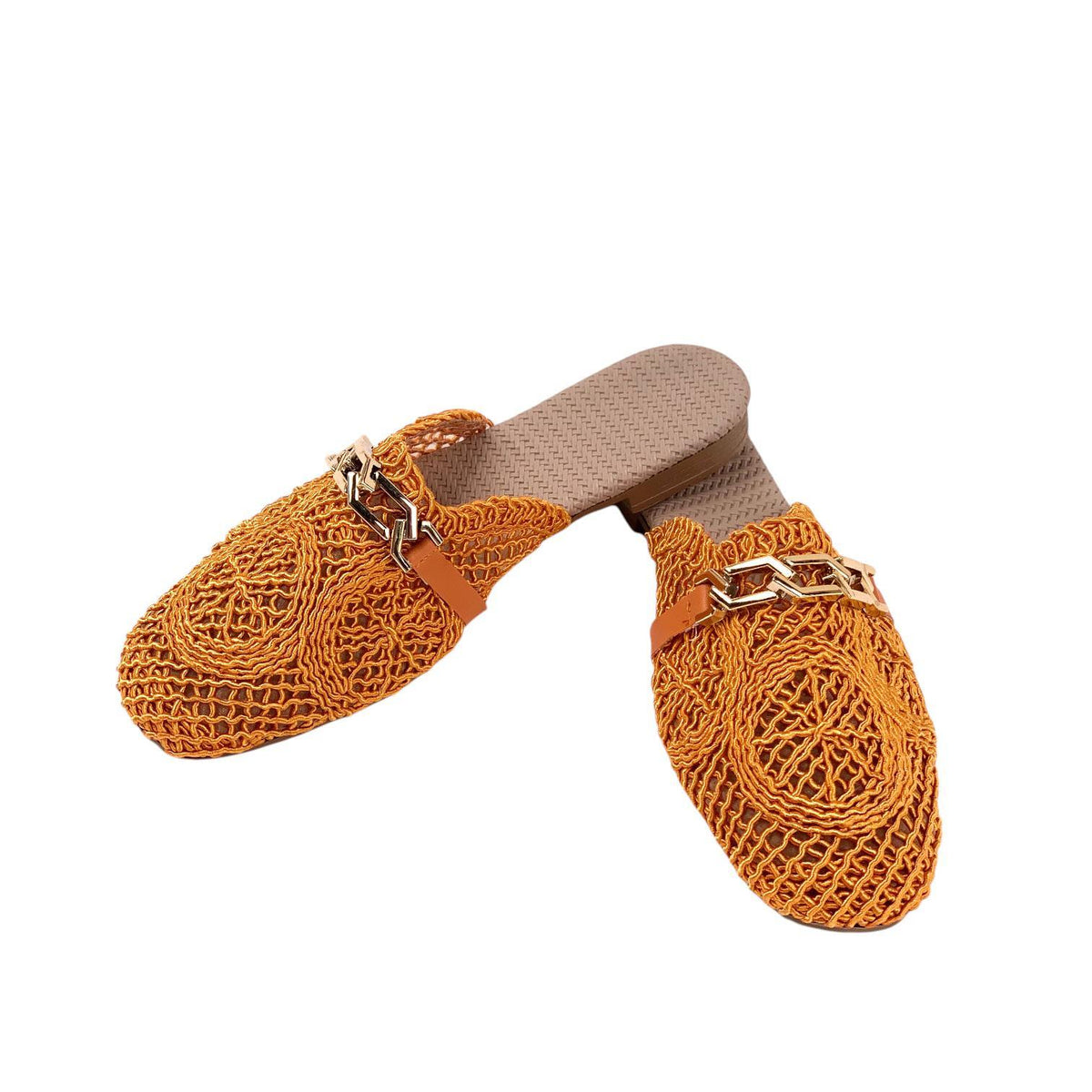 Women's Therm Orange Stone Detailed Knitwear Slippers 1cm - STREETMODE™
