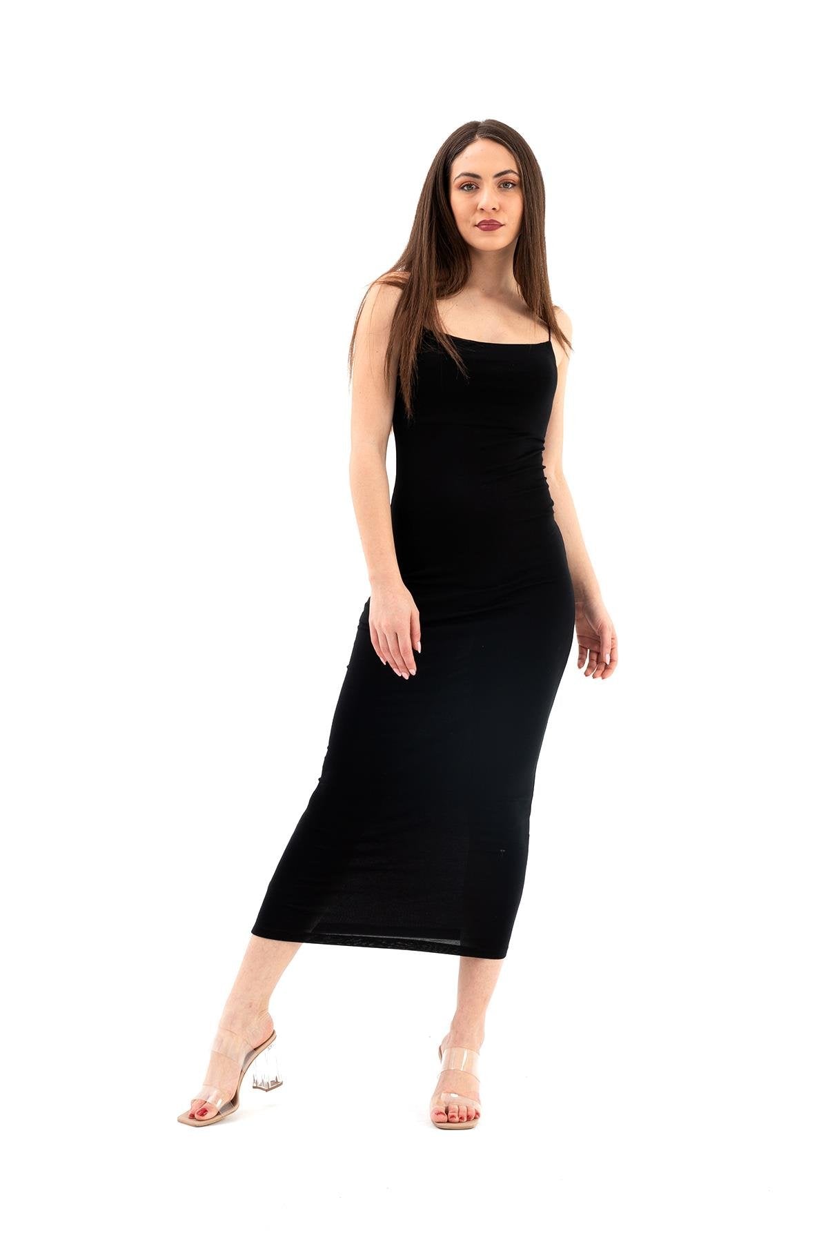 Women's Thin Strap Long Dress - Black - STREETMODE™