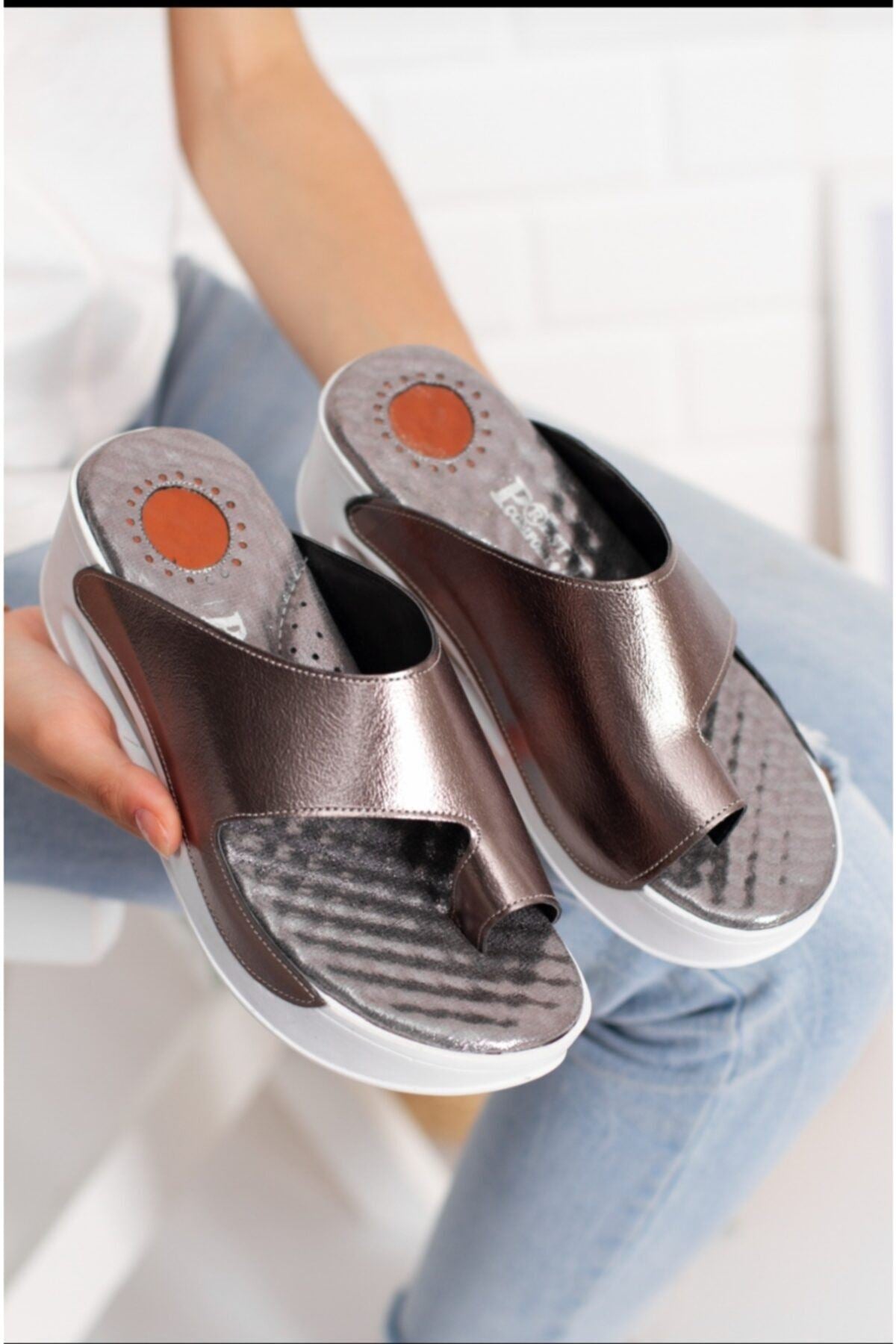 Women's Tools 100% Genuine Platinum Leather Slippers - STREETMODE™