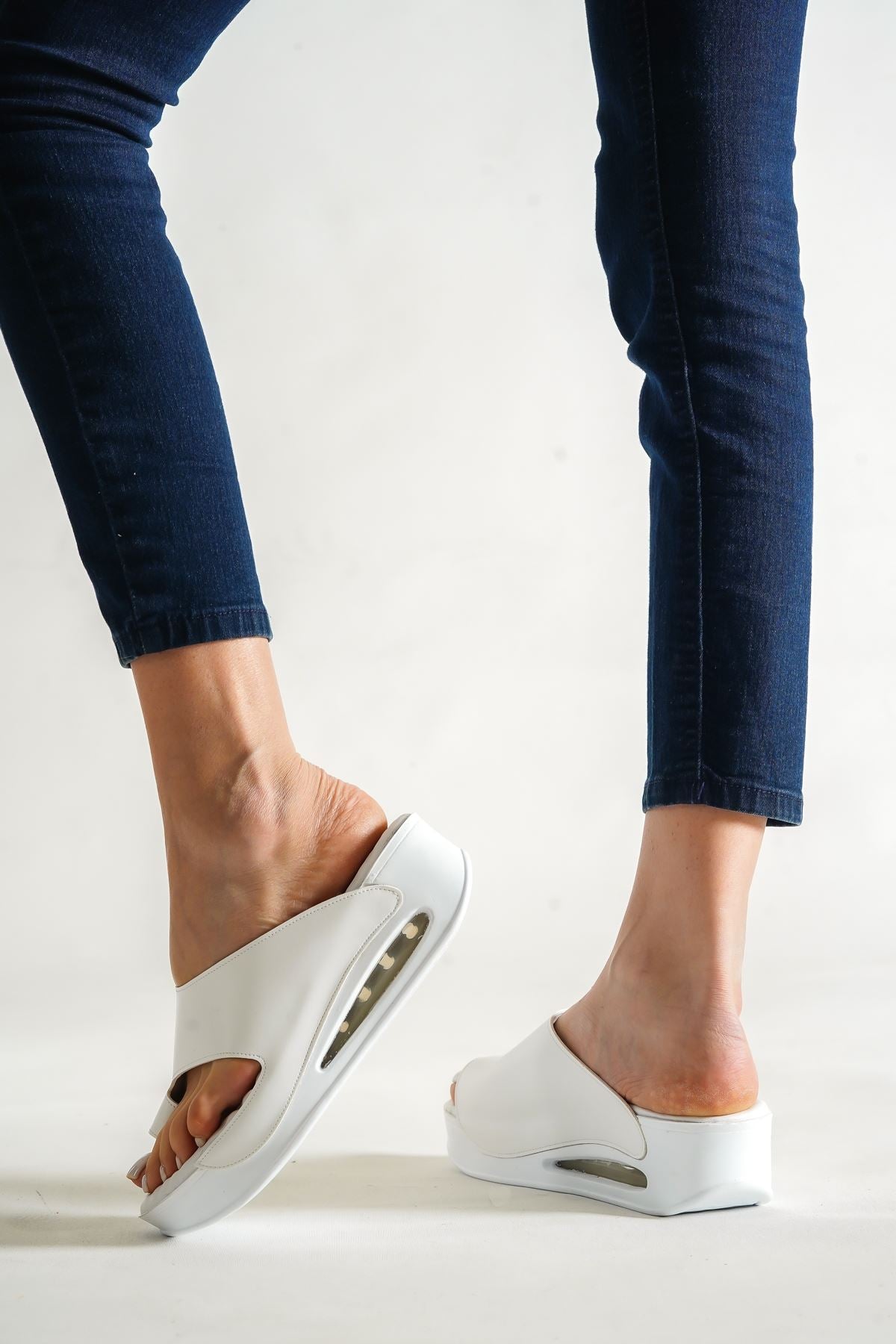 Women's Tools 100% Genuine White Leather Slippers - STREETMODE™