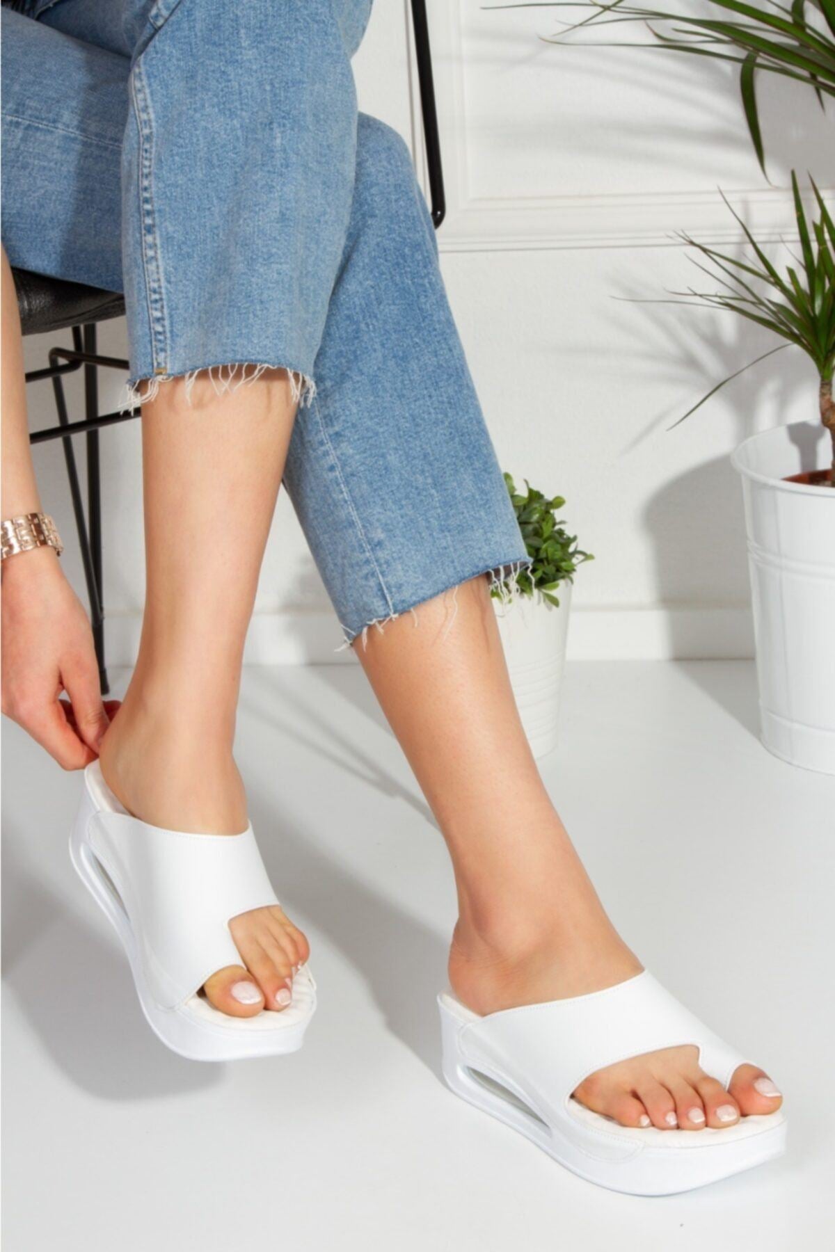 Women's Tools 100% Genuine White Leather Slippers - STREETMODE™
