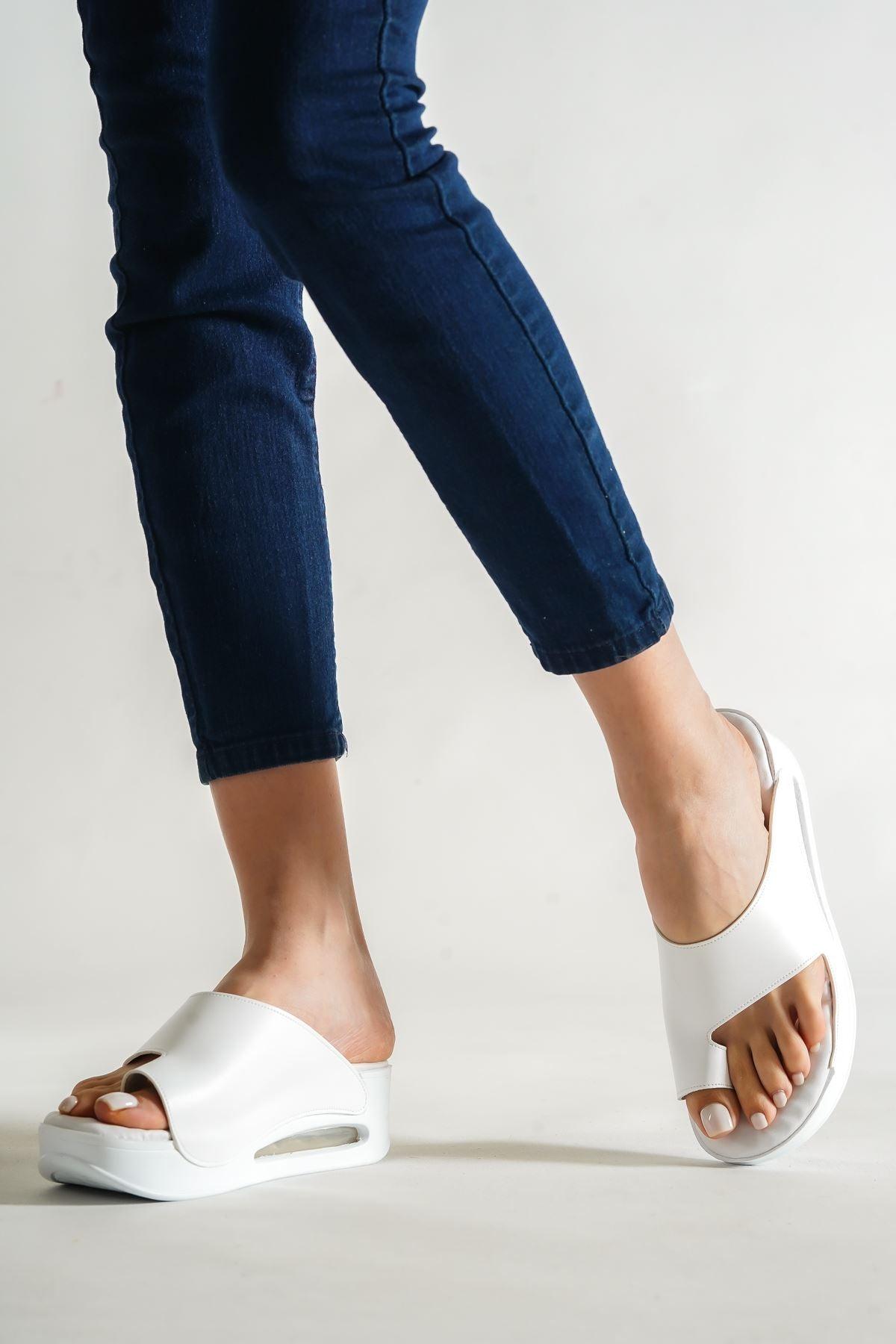 Women's Tools 100% Genuine White Leather Slippers - STREETMODE™