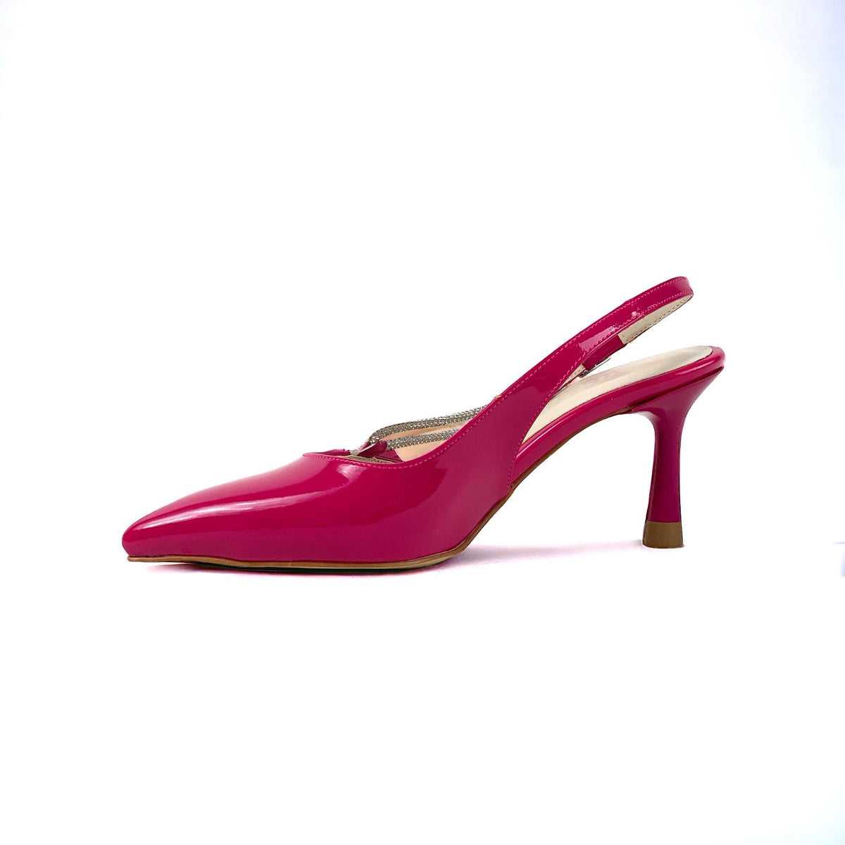 Women's Ukla Fuchsia Patent Leather Stone Detailed Shoes Sandals 7 cm - STREETMODE™