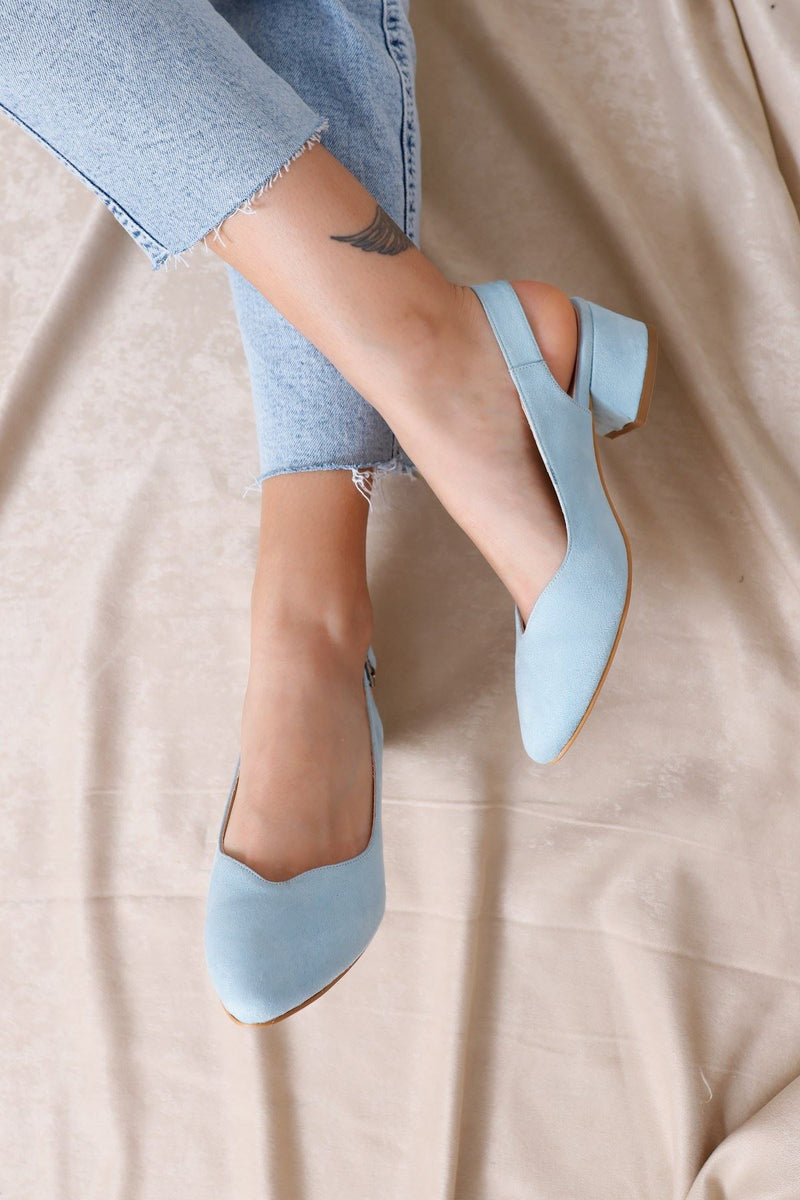 Women's Valentina Heeled Baby Blue Suede Shoes - STREETMODE™