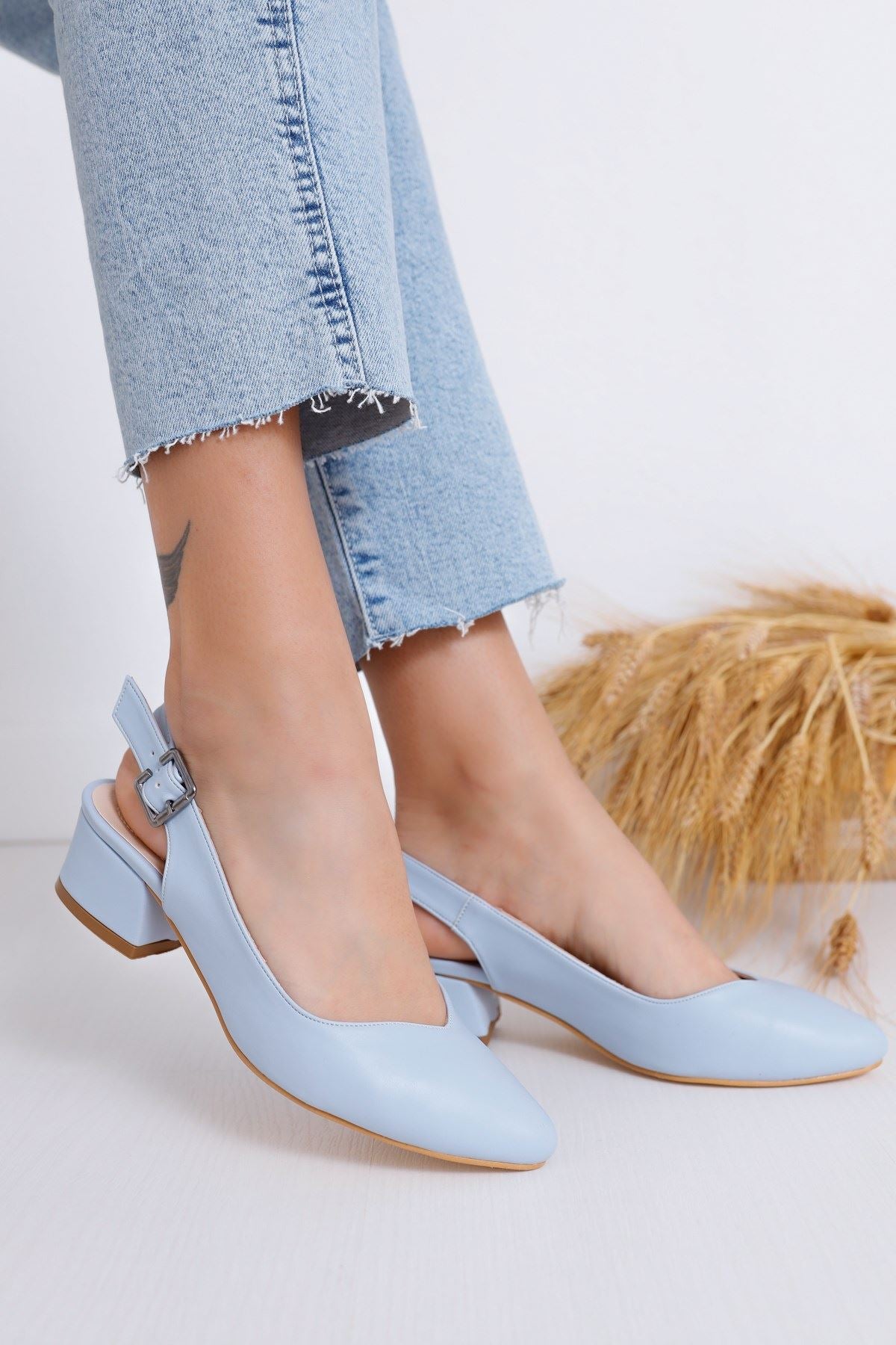 Women's Valentina Heels Baby Blue Skin Shoes - STREETMODE™