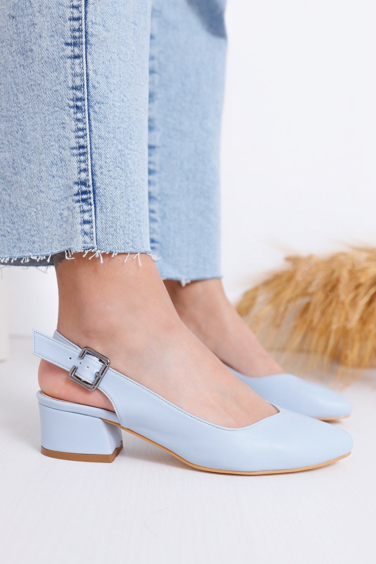 Women's Valentina Heels Baby Blue Skin Shoes - STREETMODE™