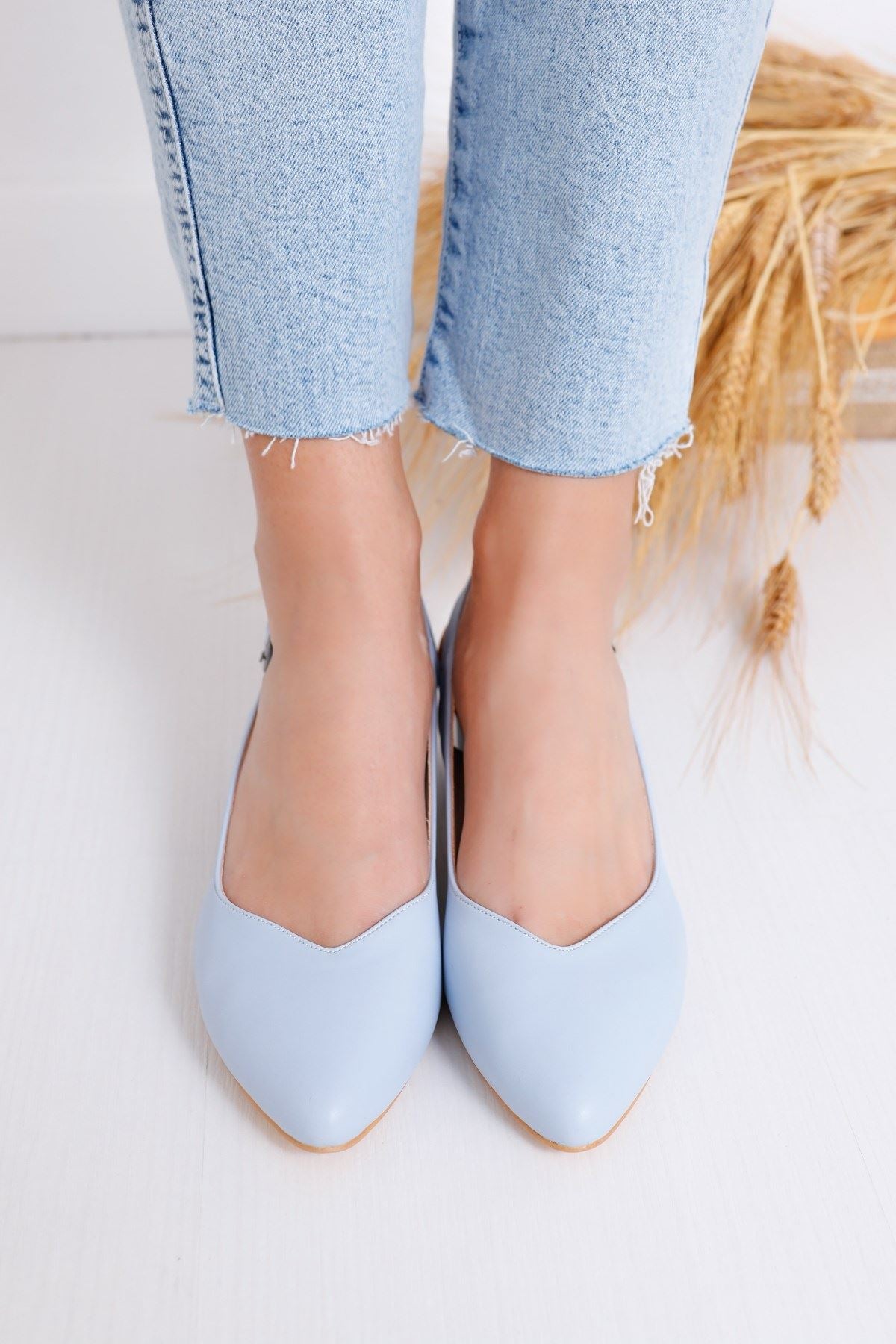 Women's Valentina Heels Baby Blue Skin Shoes - STREETMODE™