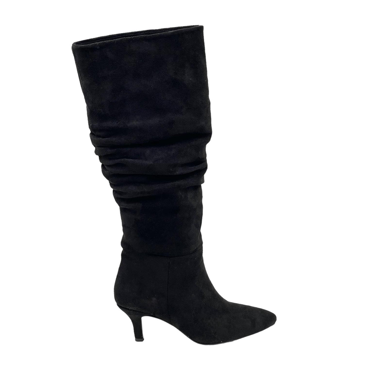 Women's Verny Black Suede Gusseted Almond Heel Boots - STREETMODE™