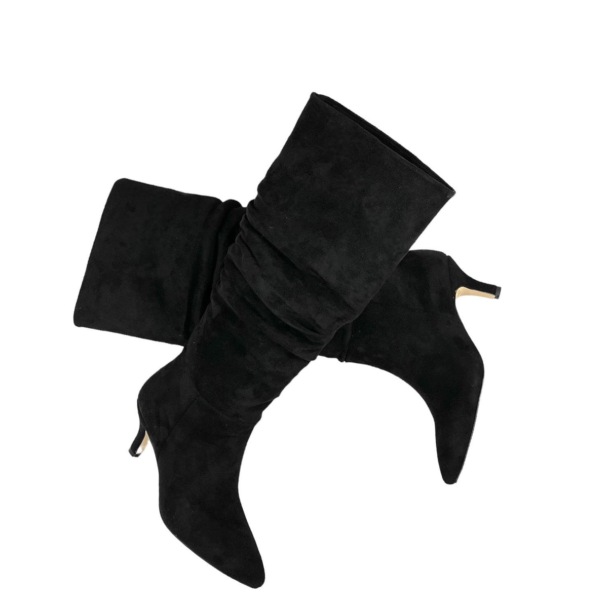 Women's Verny Black Suede Gusseted Almond Heel Boots - STREETMODE™