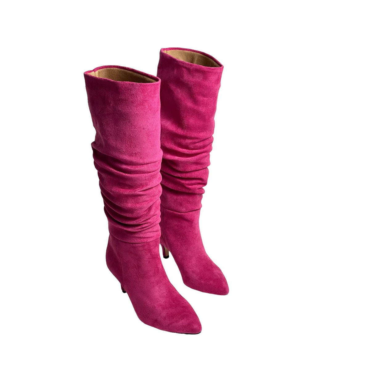 Women's Verny Fuchsia Suede Gusseted Almond Heel Boots - STREETMODE™