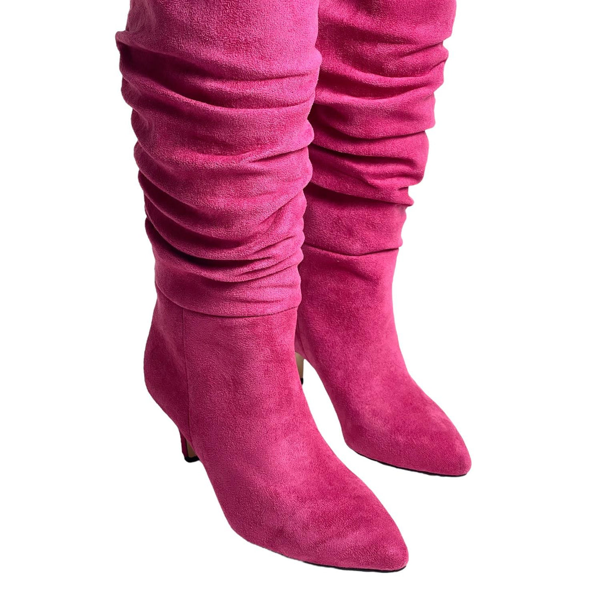 Women's Verny Fuchsia Suede Gusseted Almond Heel Boots - STREETMODE™