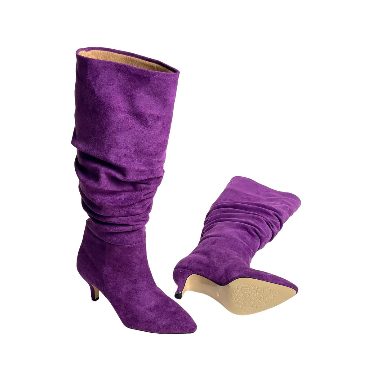 Women's Verny Purple Suede Gusseted Almond Heel Boots - STREETMODE™