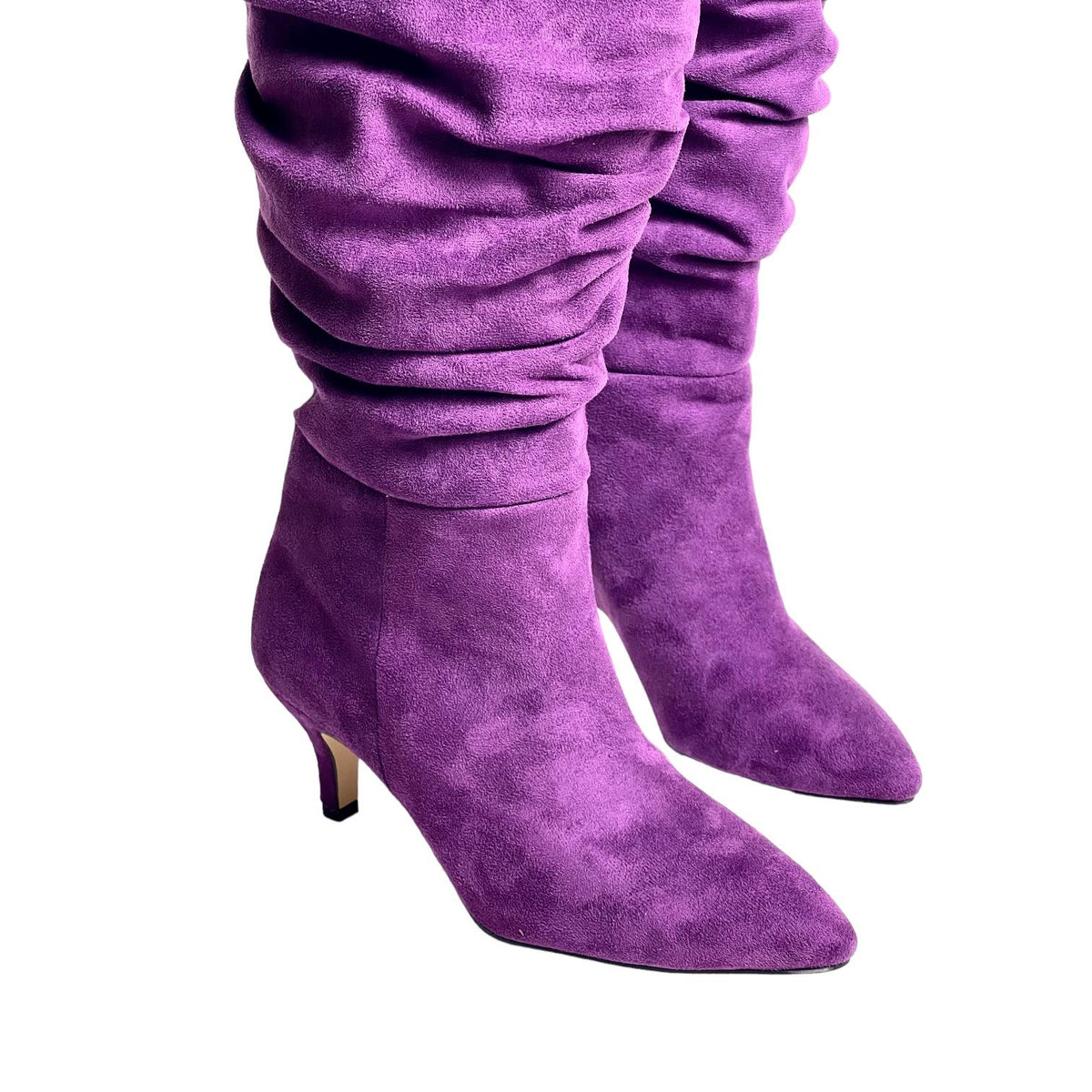 Women's Verny Purple Suede Gusseted Almond Heel Boots - STREETMODE™