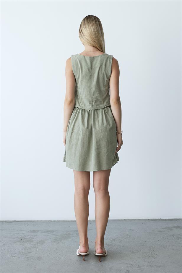 Women's Vest Look Dress -KHAKI - STREETMODE™