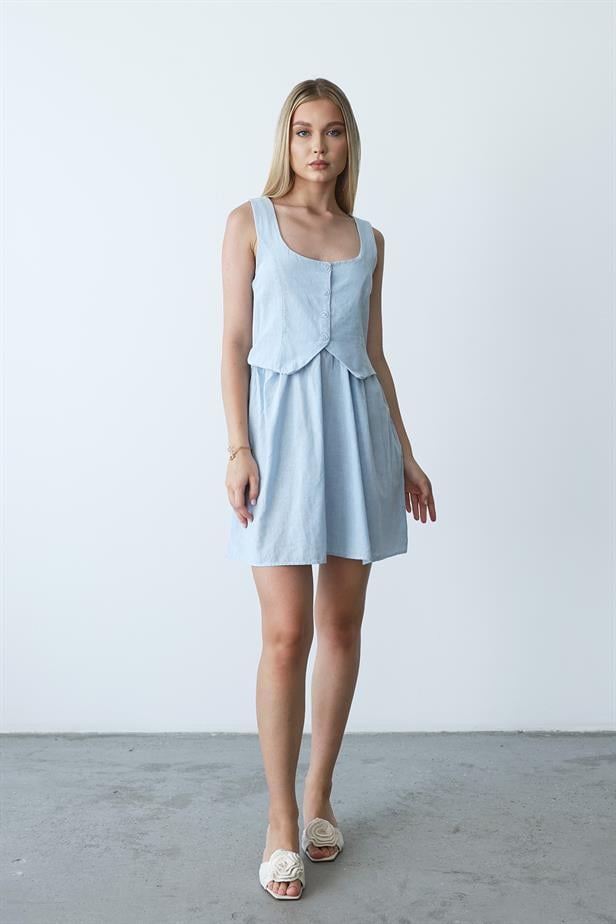 Women's Vest-Looking Dress - Baby Blue - STREETMODE™