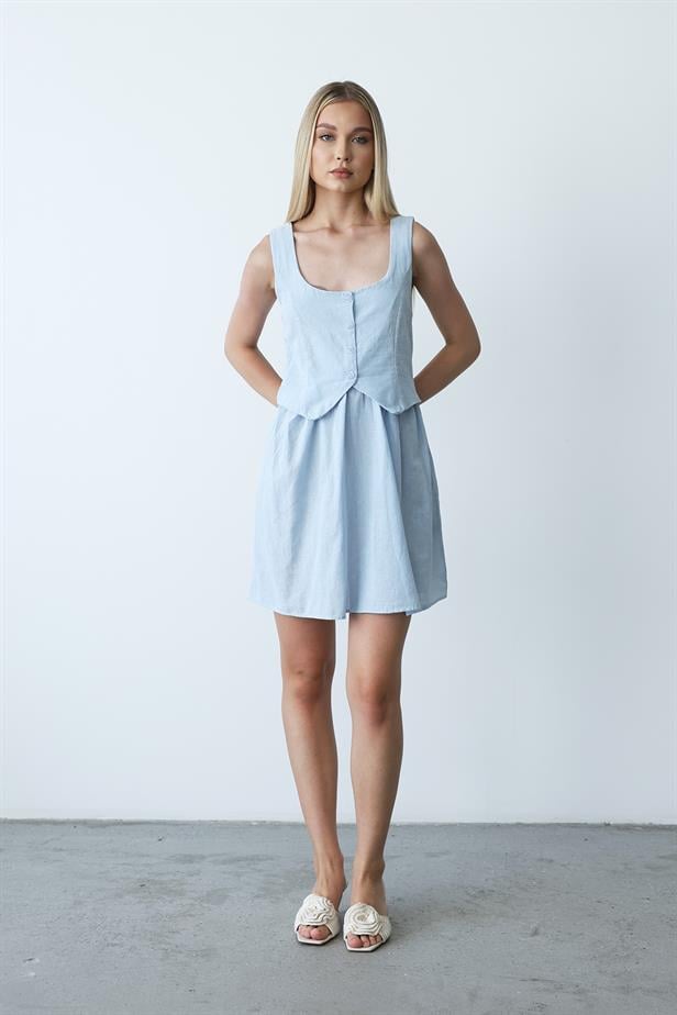 Women's Vest-Looking Dress - Baby Blue - STREETMODE™