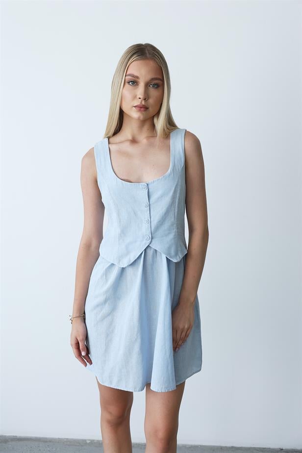 Women's Vest-Looking Dress - Baby Blue - STREETMODE™