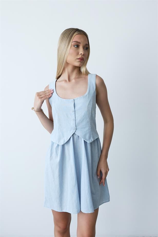 Women's Vest-Looking Dress - Baby Blue - STREETMODE™