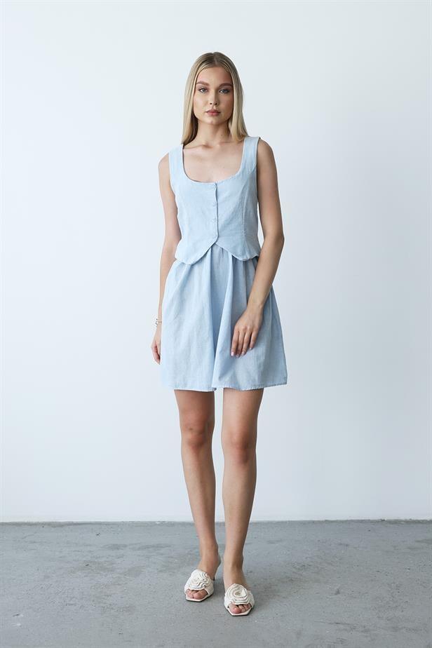 Women's Vest-Looking Dress - Baby Blue - STREETMODE™