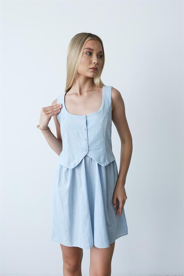 Women's Vest-Looking Dress - Baby Blue - STREETMODE™