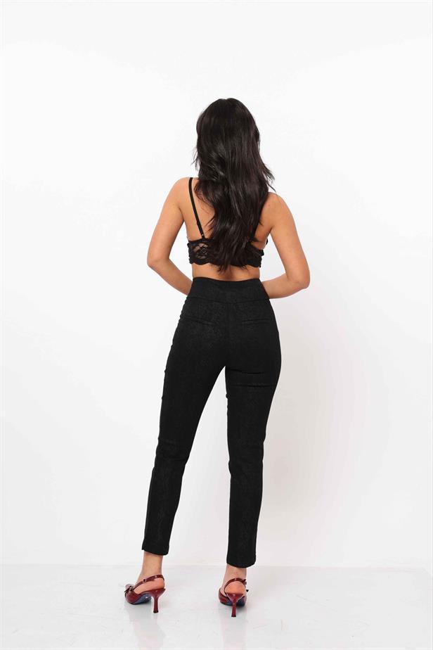 Women's Wave Patterned Trousers Black - STREETMODE™