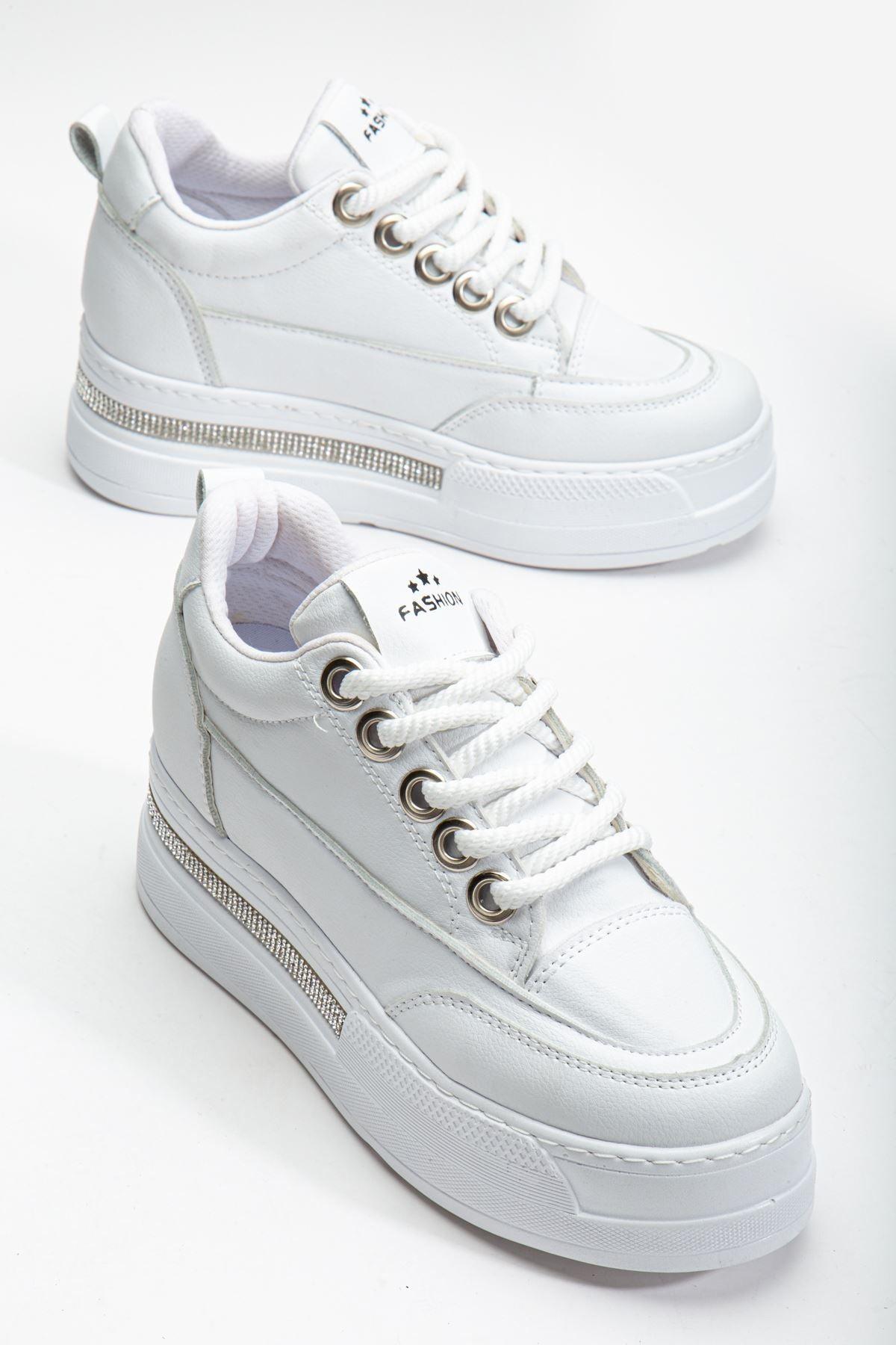 Women's White Hidden Heel Sneakers - STREETMODE™