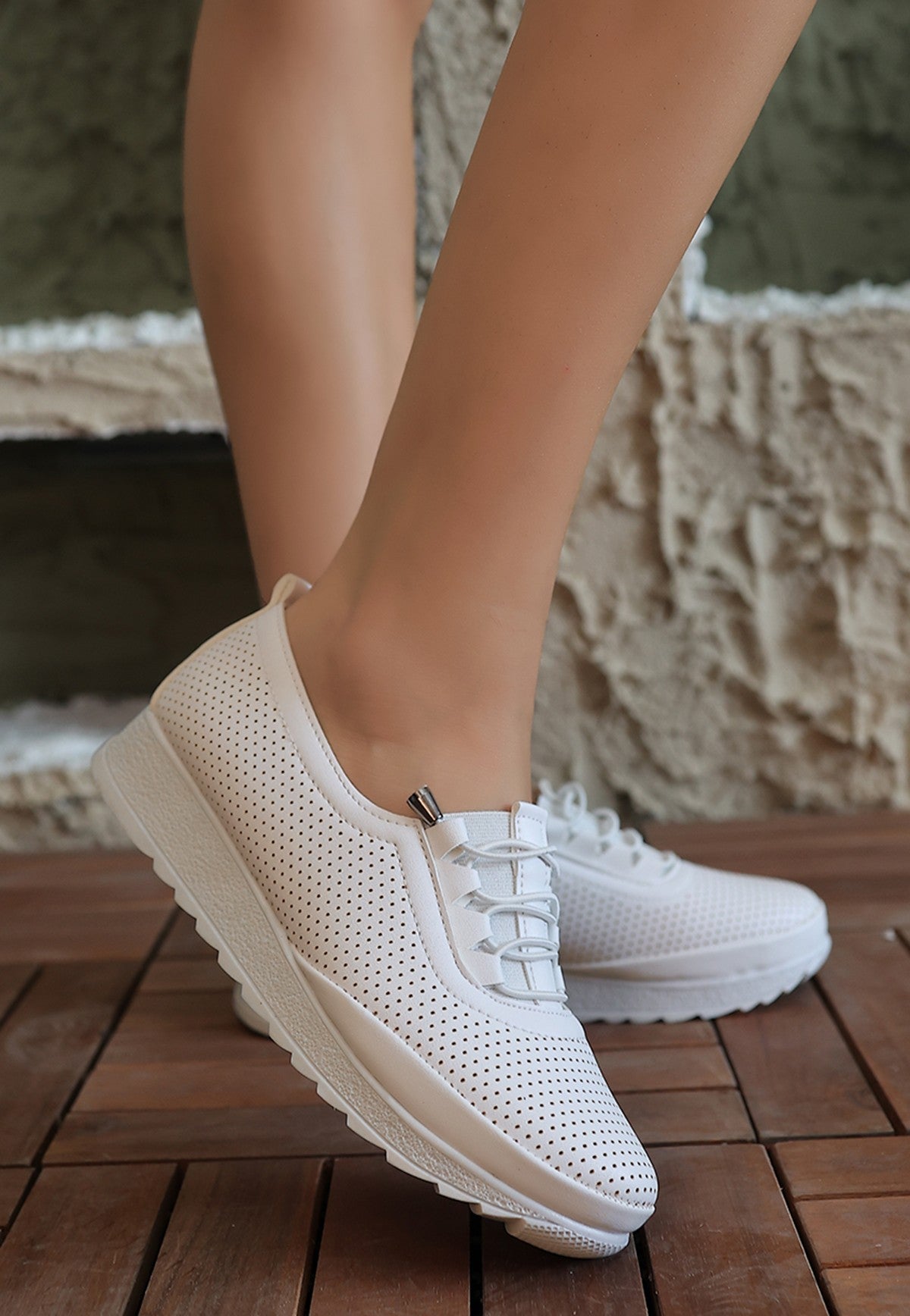 Women's White Leather Ballerina Shoes - STREETMODE™