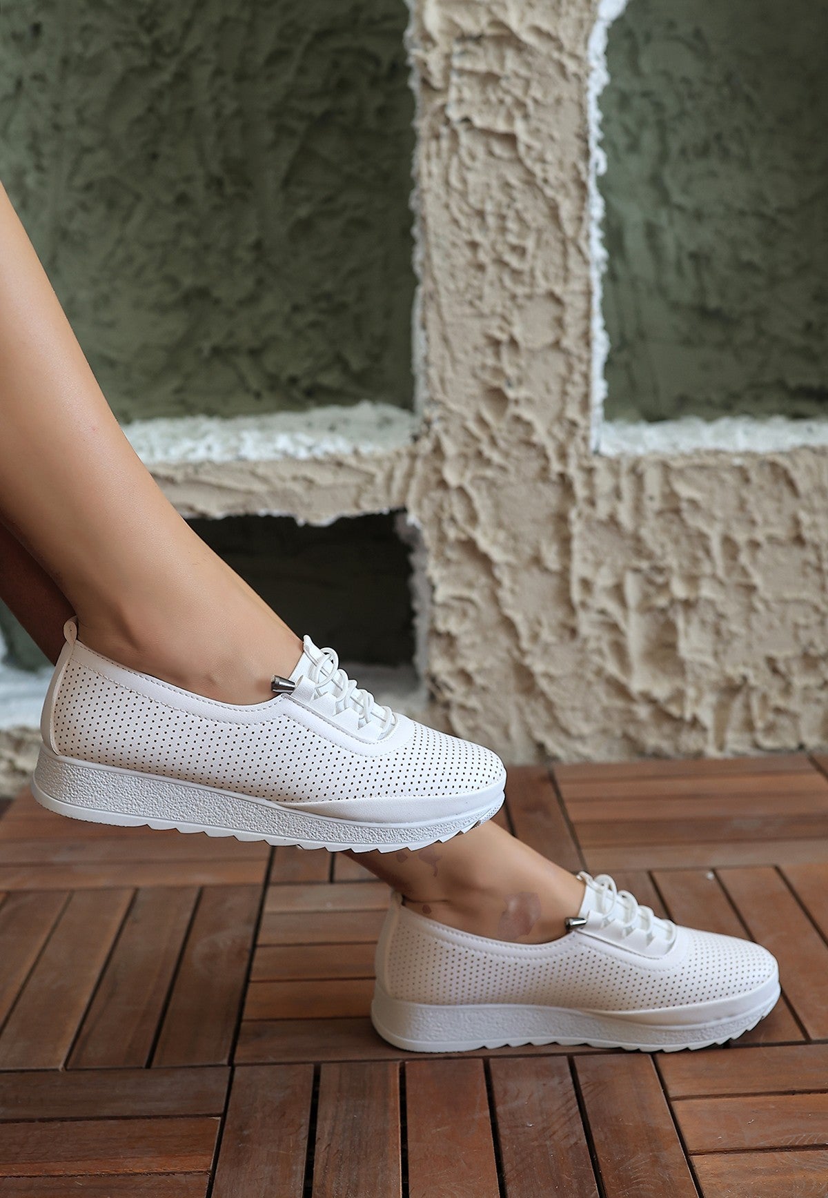 Women's White Leather Ballerina Shoes - STREETMODE™