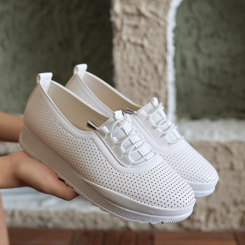 Women's White Leather Ballerina Shoes - STREETMODE™