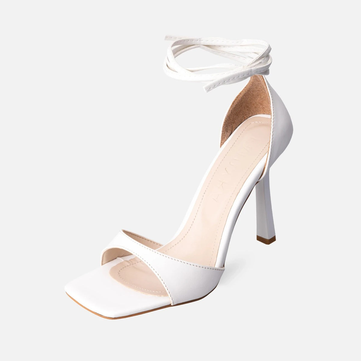 Women's White Leather High Heel Shoes - STREETMODE™