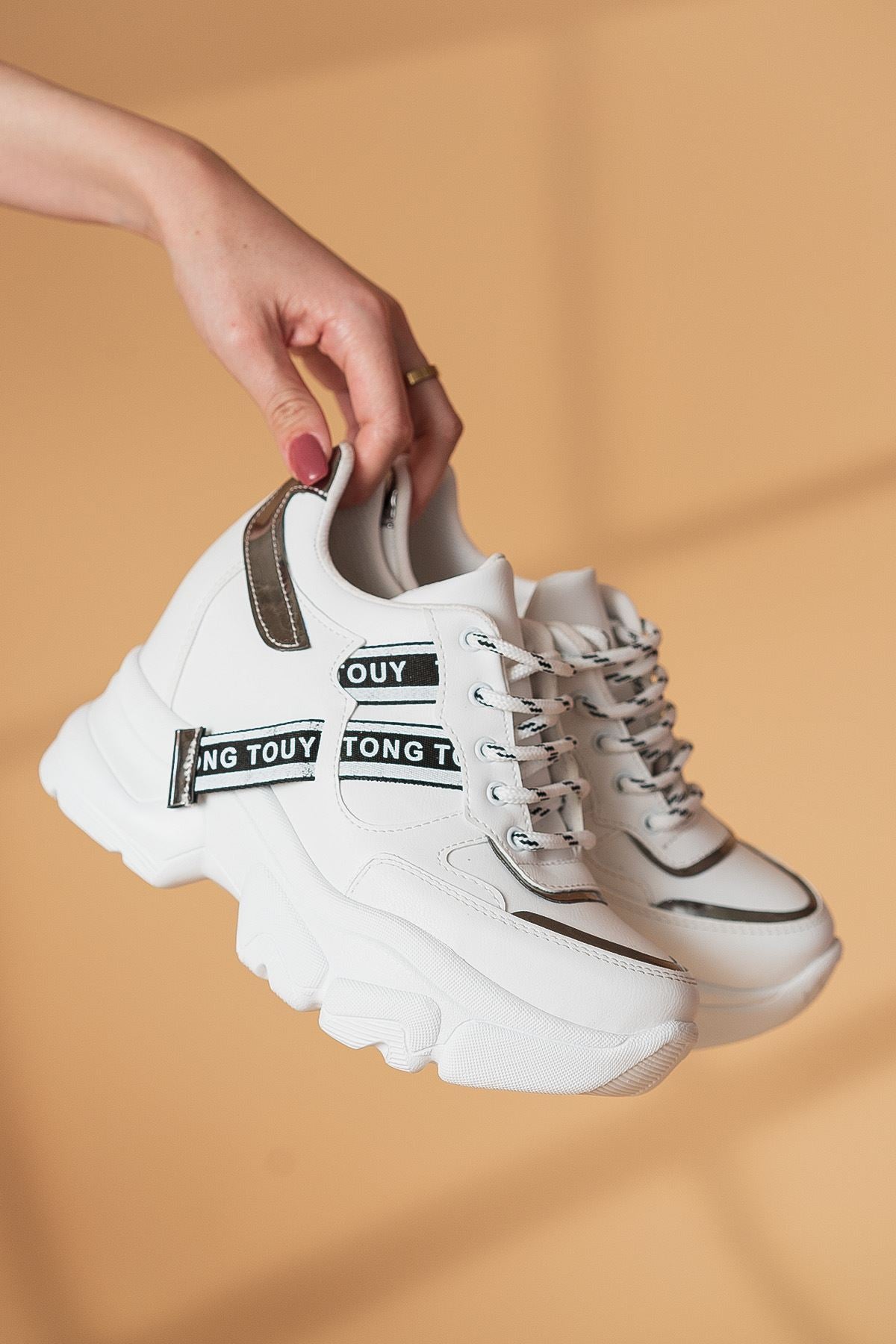 Women's White Matte Leather Sports Shoes - STREETMODE™