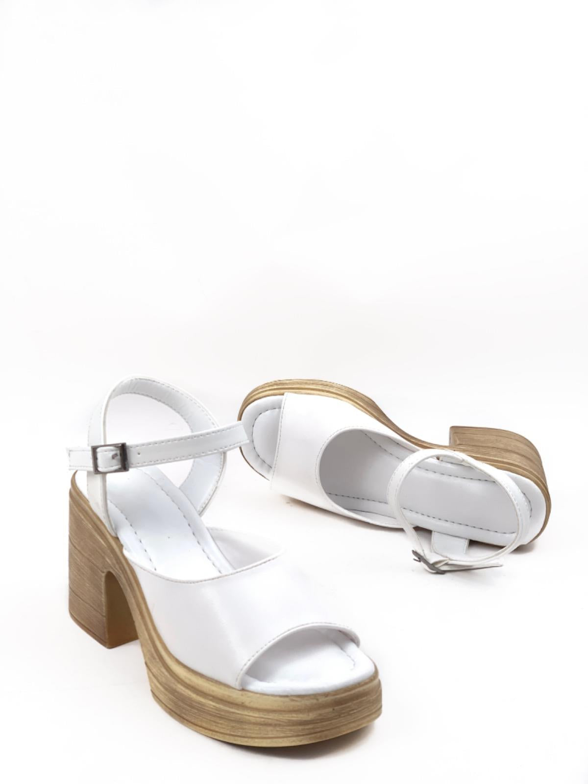 Women's WHITE Single Strap Heeled Orthopedic Sole Sandals - STREETMODE™