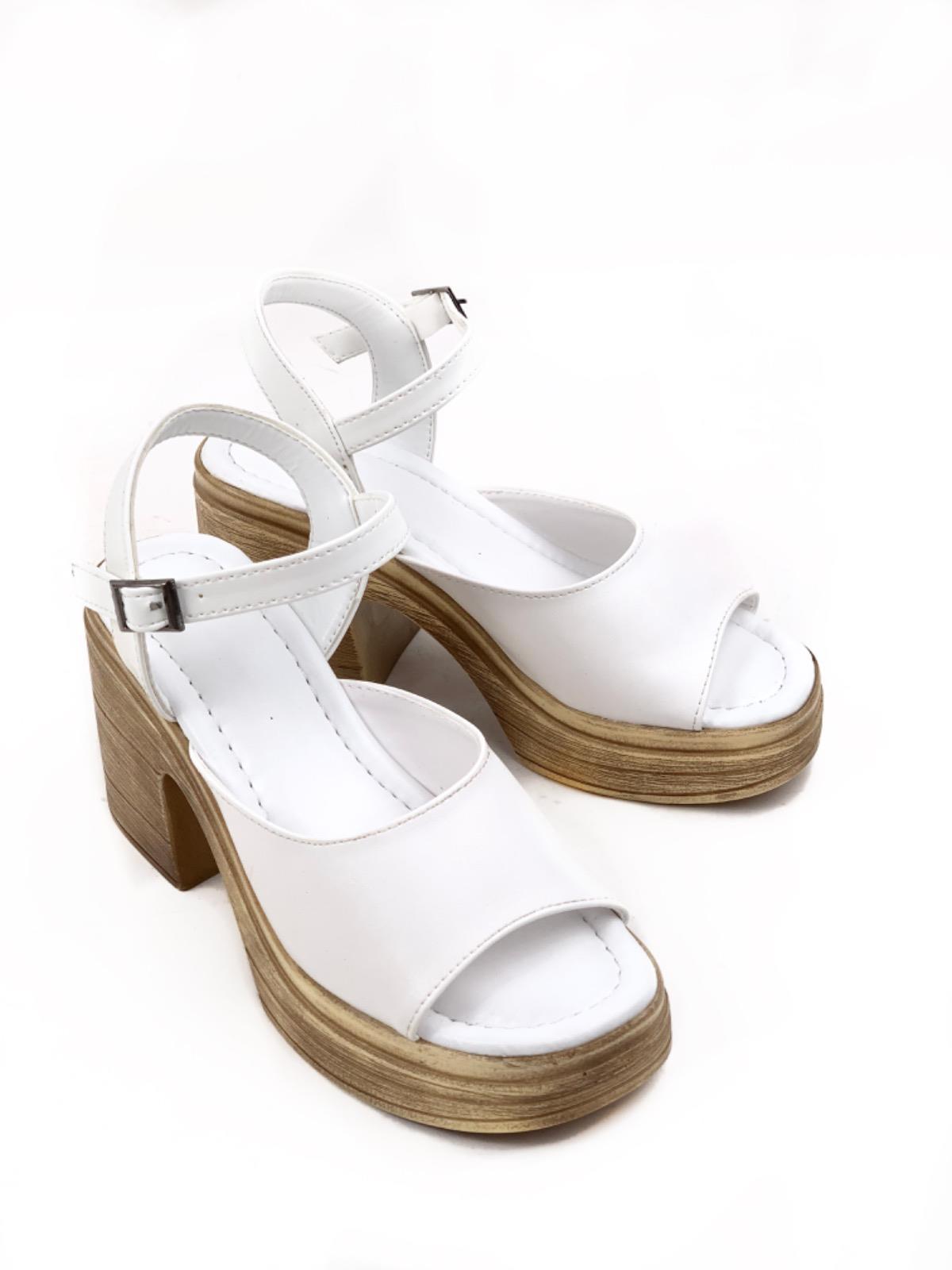 Women's WHITE Single Strap Heeled Orthopedic Sole Sandals - STREETMODE™