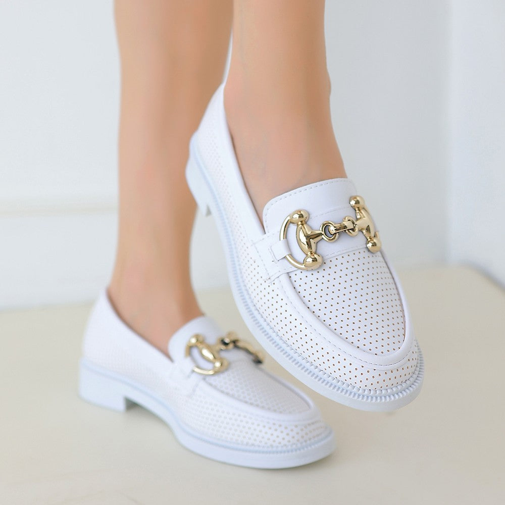 Women's White Skin Ballerina Shoes - STREETMODE™
