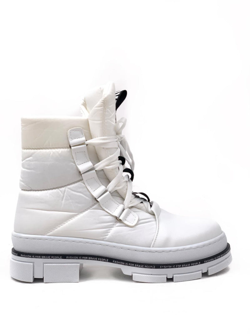 Women's White Thermopra Parachute Fabric Snow Boots - STREETMODE™