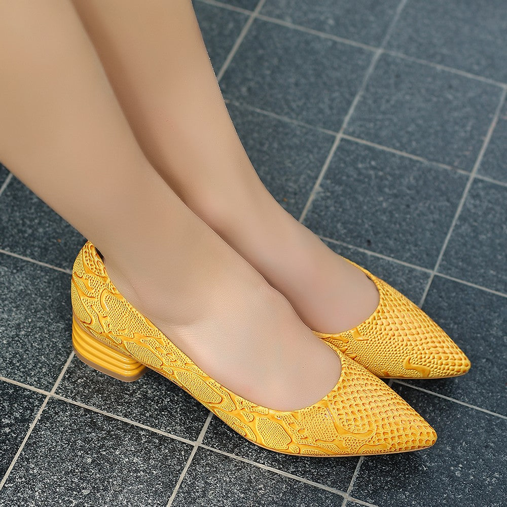 Women's Yellow Patent Leather Heeled Shoes - STREETMODE™